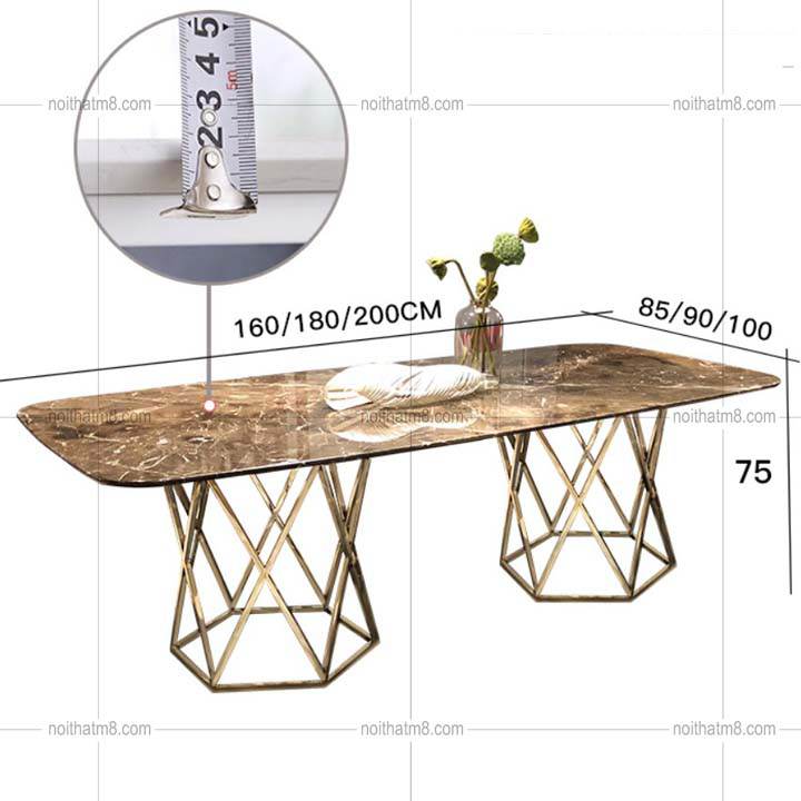 Mẫu bàn ăn inox đẹp kiểu dáng sang trọng, quý phái M8-4100 thumbnail 3
