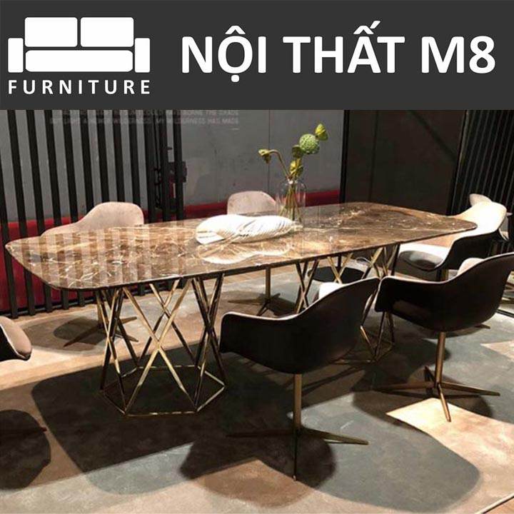 Mẫu bàn ăn inox đẹp kiểu dáng sang trọng, quý phái M8-4100 thumbnail 4