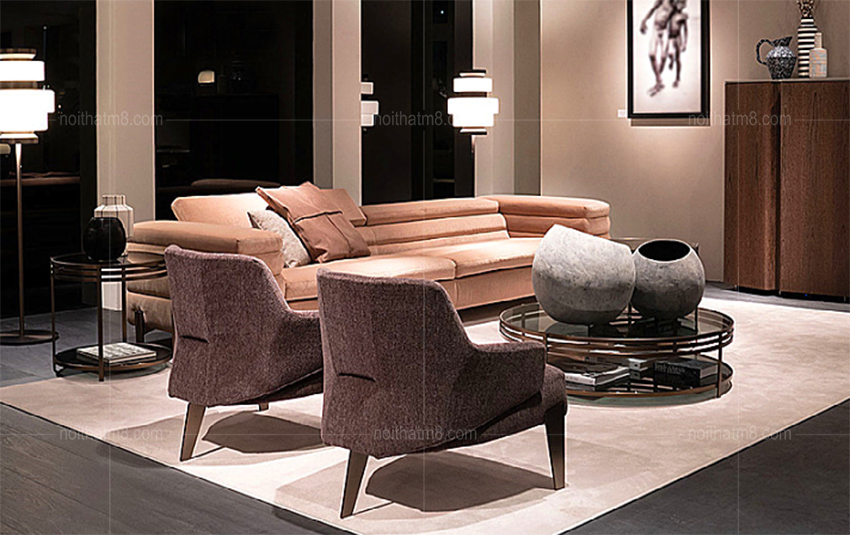 Ghế sofa nỉ nhung phong cách Ý sang trọng, đẳng cấp M8-3597 thumbnail 2